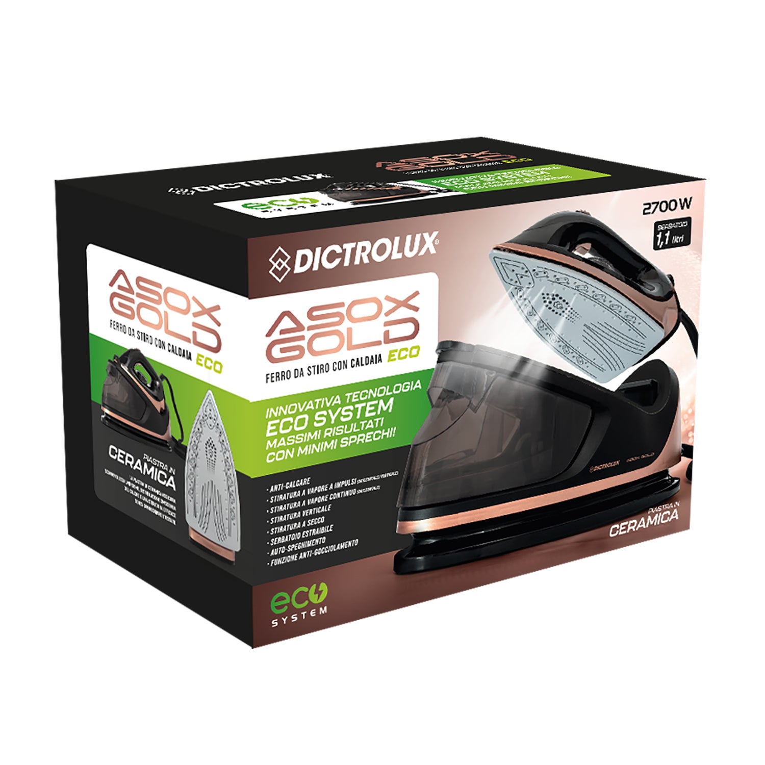 DICTROLUX - Ferro da stiro con caldaia Asox Gold ECO 2700 Watt